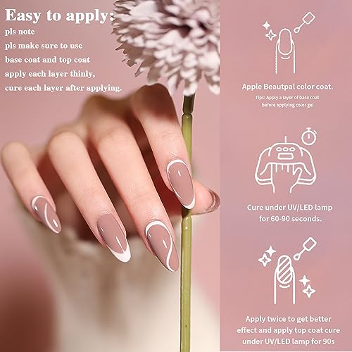 Beautpal Nude Gel Polish 10 Pcs All Seasons Skin Tones Gel Nail Polish Nude Pink Neutral UV Gel Polish Nail Set Salon DIY Manicure Gift Set