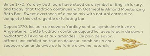 Yardley Oatmeal and Almond Bar Soap, Oatmeal & Almond, 4 Ounce (Pack of 4)