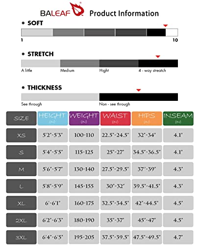 BALEAF Biker Shorts Women Yoga Gym Workout Spandex Running Volleyball Tummy Control Compression Shorts with Pockets Soft 5" Black XS