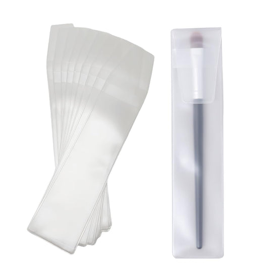 10Pcs 55x211cm/2.2x8.3 inch Translucent Frosted EVA Makeup Brush Guard Protectors Make Up Brush Holding Pouch Organizer Cosmetic Brushes Pen Portable Bags for Travel Home Use (Not Include Brushes)