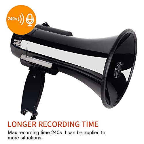 30 Watt Power Portable Megaphone Bullhorn Speaker Voice, Siren/Alarm and 240S Recording with Volume Control and Strap (Black)