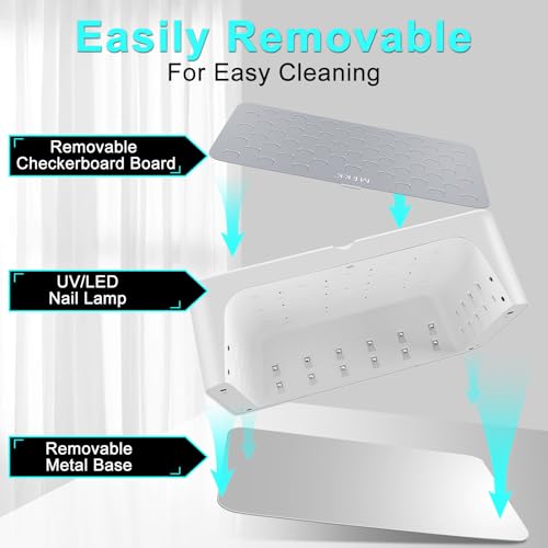 MEKK UV LED Nail Lamp - Luxury Cordless UV Light for Gel Nails with Red Light Skincare,4+2 Timer Modes,Two-Hand Design,Professional Nail Lamp for Salon & Home-White