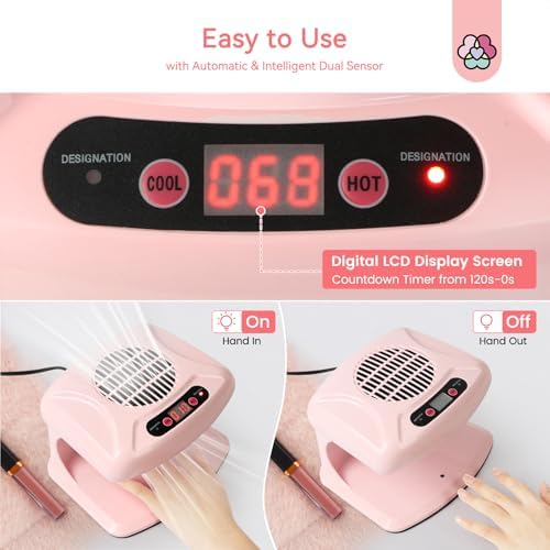 SAVILAND Professional Nail Dryer: 300W Quick Drying Nail Dryer for Regular Polish Acrylic Dip Powder Nail Dehydrator Primer Nail Polish Dryer Fan with Hot & Cold Air Must Have Nail Tech Supplies