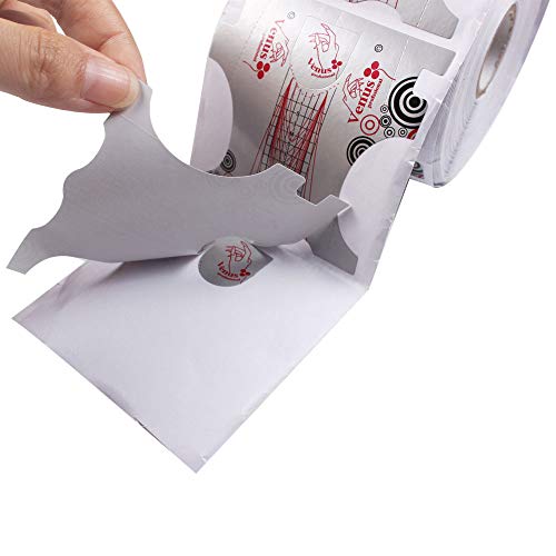 500Pcs Nail Form, Nail Art Guide Stickers for Acrylic UV Gel Nail Tips Manicure Extension Tool (1 Roll / 500 PCS - Sliver)