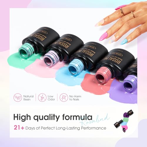 ROSALIND 30PCS Gel Nail Polish Set, 26 Classic Colors Gel Polish kit with Base Coat Glossy Matte and Glitter Top Coat Gel Nails Set All Seasons Collection Gift for Women