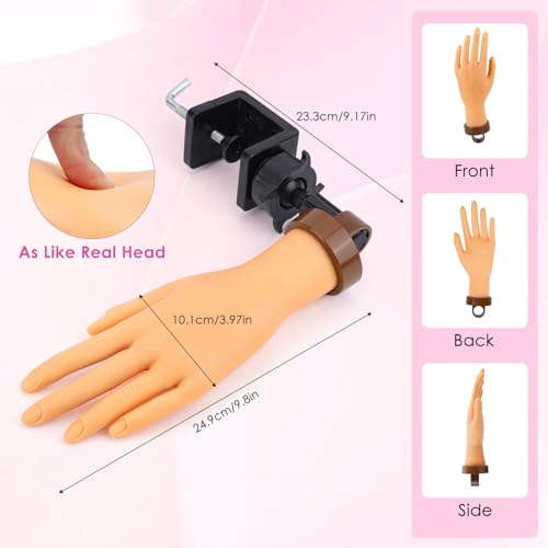 Yokilly Acrylic Nail Practice Hand - Bendable Soft, Flexible Plastic, Fake Mannequin Training Hand with Clamp Holder