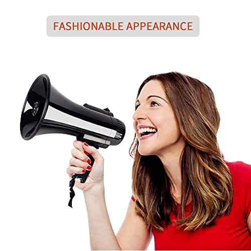 30 Watt Power Portable Megaphone Bullhorn Speaker Voice, Siren/Alarm and 240S Recording with Volume Control and Strap (Black)