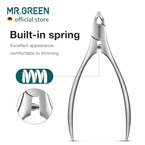 MR.GREEN Cuticle Nippers Innovate Cuticle Scissors Built-in Spring Clippers Trimmer Dead Skin Remover Manicure Beauty Tool (Cuticle Nipper)