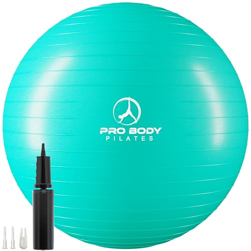ProBody Pilates Ball Exercise Ball, Yoga Ball Chair, Multiple Sizes Stability Ball Chair, Gym Grade Birthing Ball for Pregnancy, Fitness, Balance, Workout and Physical Therapy Ball (Aqua, 65 cm)
