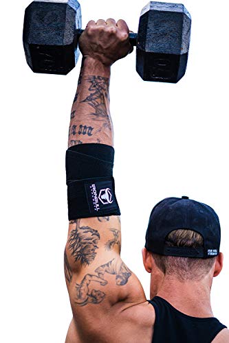 Elbow Wraps for Weightlifting (1 Pair) - 50" Elastic Elbow Braces for Weight Lifting - Elbow Support for Bench Press, Powerlifting, Fitness, & Gym Workout - Gym Elbow Straps Weightlifting (Black)