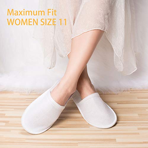 AQUEENLY Spa Slippers, 24 Pairs Velvet Closed Toe Disposable Slippers Fit Size for Men and Women for Hotel Home Guest Used, White Non-Slip Slippers