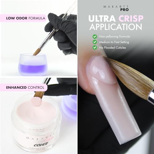 Low Odor, MMA Free Monomer, Non-Yellowing Professional Grade Formula, Beginner Nail Tech Friendly - Essential Acrylic Nail Supply for Nail Technicians (8 fl oz)