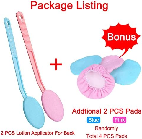 2 PCS Body Lotion Applicator Back Washer for Shower, Eyxformula Long Handle Self Tanning Back Applicator Back Lotion Applicators, Back Moisturizer Sunscreen Applicator