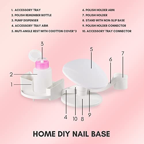 Makartt Nail Stand Hand Rest for Nails, Manicure Supplies with Multi Angle & Polish Trays, Foot Station Supply for Salon Home DIY