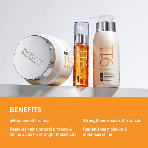 Biotop Professional 911 Quinoa Hair Mask - Repairing Hair Mask Treatment For Dry or Extremely Damaged Strands - Color Safe & Cruelty Free Hair Care - (18.6oz/550ml)