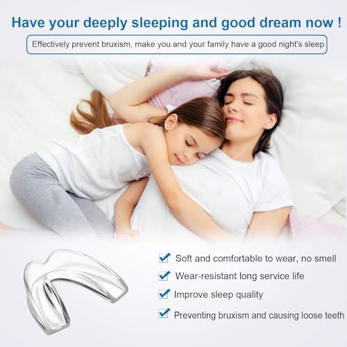 4 Pack Kids Mouth Guard for Grinding Teeth & Clenching, Eliminates TMJ, Stops Bruxism, Athletic Night & Sport Guard (Kid Size)