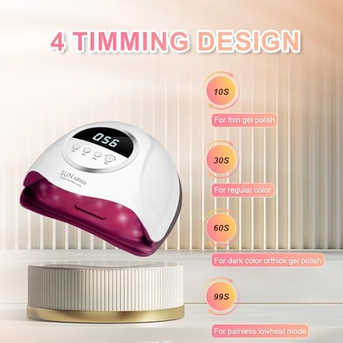 320W UV LED Nail Lamp, Professional Nail Dryer Gel Polish Light with 72 Beads, UV Nail Light with 4 Timer Settings, Nail Polish Curing Gel LED Dryer with Automatic Sensor, LCD Display