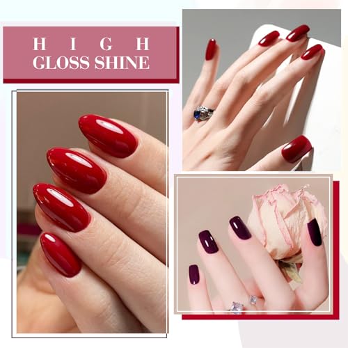 CANNI 6 Colors 9 ML Hema-Free Dark Red Gel Polish Set, Deep Cherry Red Burgundy Gel Nail Polish Blood Wine Red Color Kit, Soak Off LED Nail Gel Manicure Kit DIY at Home Salon Gifts