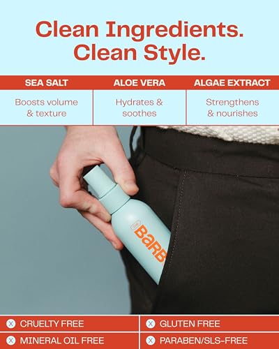 Barb Sea Salt Spray for Hair - Texturizing Beach Wave Spray for Women and Men - Soft Matte Finish, Light Hold - Original Scent - 4 oz