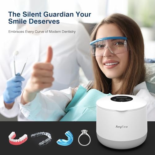 Advanced Ultrasonic Retainer Cleaner Machine for Dentures, Mouth Guards, Braces, Toothbrush Heads, Jewelry, 45kHz Triple-Phase Purification System, 4 Modes for Multiple Dental Appliances