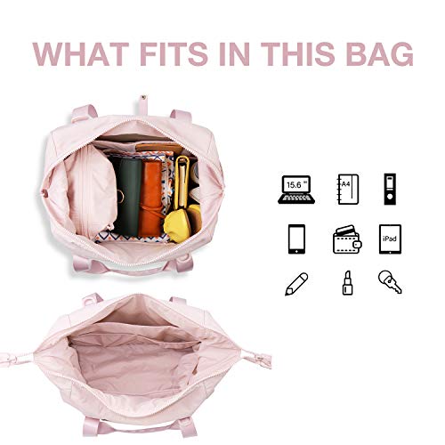 BAGSMART Gym Bag for Women, Carry on Weekender Overnight Bag, Travel Duffel Bags with Trolley Sleeve, Personal Item Travel Bag Tote Bag Workout Dance Bag, Pink-Large