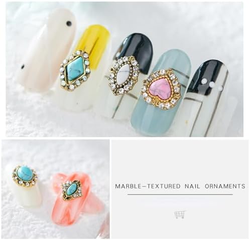 50PCS Western Nails Turquoise Nail Charms 3D Nail Art Supplies Nail Accessories Nail Decoration Retro Nail Charms for Manicure Craft