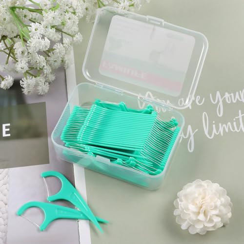 FAMILIFE Floss Picks, 240 Count Mint Dental Floss Cleaner, Tooth Picks Flossers with 4 Travel Handy Cases, Helps to Fight Tooth Decay and Keep Your Teeth Clean, Flossing Sticks for Family