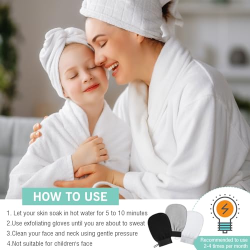 20 Pcs Exfoliating Glove Bulk Summer Exfoliator Mitt Body Scrubber 150d Viscose Fiber Deep Skin Korean Scrub Mitt for Spa Massage Dead Skin Remover for Men and Women(Black, White, Gray)