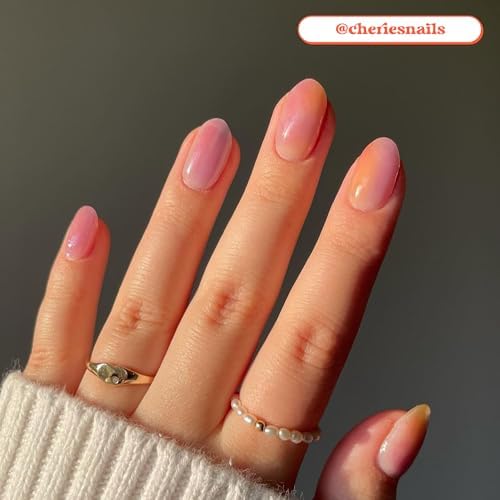 Semi Cured Gel Nail Strips | No LED Lamp Needed | Marble, Pink, Spring | Easy Apply & Remove, Salon Quality | Includes 28 Strips, 1 Prep Pads, Nail File & Wooden Stick - Hey, Sunset Drive?
