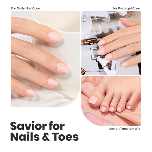 Beetles Nail Polish Top Coat and Base Coat Set Pearl Pink Fast Drying & Long Lasting Shine Nail Polish 2 IN 1 Protects Nails Enhances Glossy and Nourishes Nails for Women