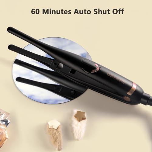 3/10'' Small Flat Irons for Short Hair Pixie Cut, 5s Ultra Fast Heat Up Tiny Pencil Flat Iron, Ionic Mini Edge Flat Iron, Skinny Thin Straightener Champagne Gold