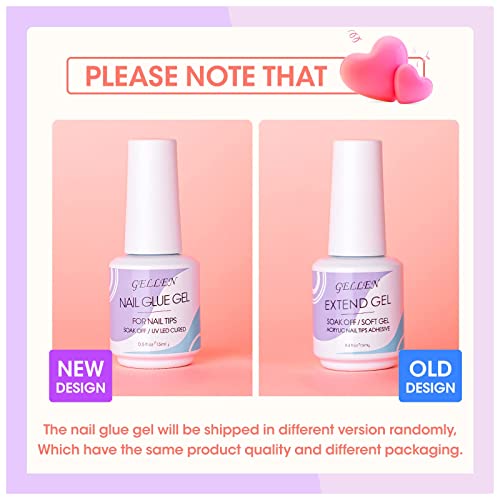 Gellen Gel Tips Nail Extension Kit, Gel Nail Kit with 240Pcs Almond Tips, 3 in 1 UV Glue for Nail Tips, Prep Dehydrator and Primer, U V LED Cure Lamp, Decorations for DIY Manicure Set