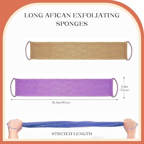 5 Pieces African Net Sponge with Handles Long African Exfoliating Net Washcloth Bath Sponge Net Cloth Wash Net Body Back Scrubber for Shower Loofah