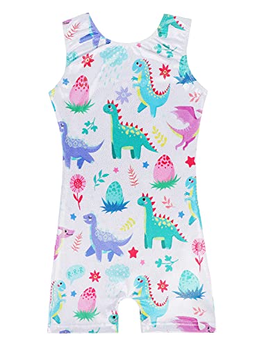 EQSJIU Girls ,Little kid Gymnastics Outfit White Dinosaur Strawberry Rain Cloud Shiny Sparkle Gymnastics Leotards For Girls 5/6 Years Primary Gym Class