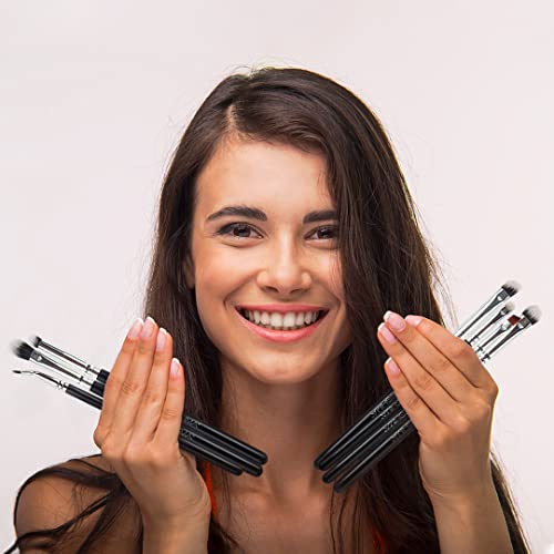 Keshima Professional Eye Makeup Brushes Set with Eyeshadow Brush, Eye Shadow Blending Brush, Smudge, Angled Crease, Pencil, Angled Eyeliner and Bent Eyeliner Brushes