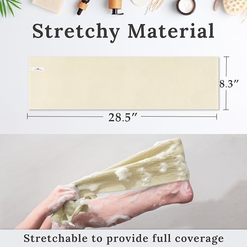 myHomeBody Exfoliating Washcloths for Showering, Loofah Body Scrubber Exfoliator, Back Shower Towel, Bath Washer for Exfoliation, Cream, Set of 2