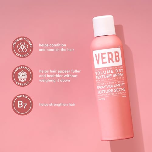 VERB Volume Dry Texture Spray, 1.6 oz- Boosts Volume, Adds Fullness & Weightless Grit - Sulfate, Paraben and Gluten Free