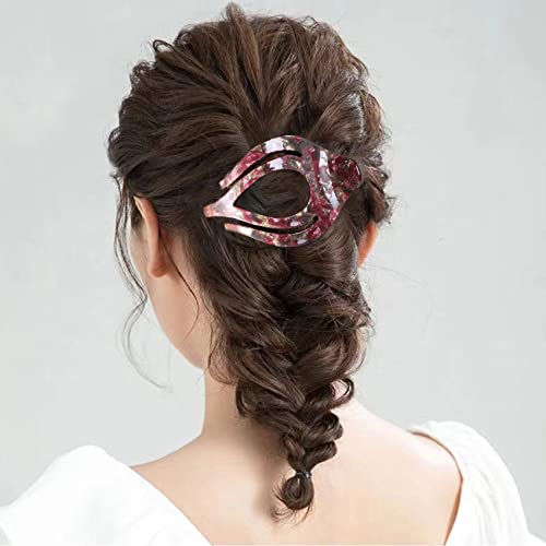 3Pcs French Concord Women's Hair Claw Clips - Curved Strong Hold No Slip Grip Large Clips for Thick or Thin Hair (multicolor A)