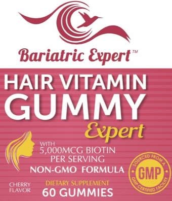 Bariatric Expert Hair Vitamin Gummies – Fast-Melting Dietary Supplement for Adults Post Bariatric Surgery, Nutritionist Recommended, Essential Daily Formula for Optimal Wellness - 60 Count