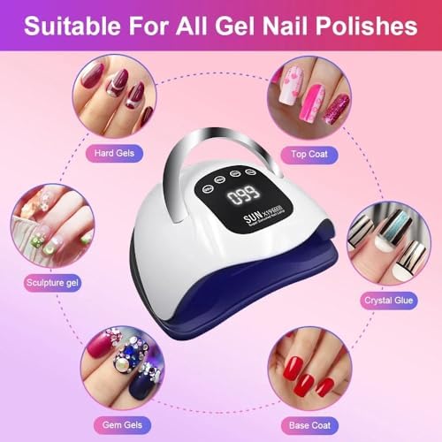 320W UV LED Nail Lamp Professional LED Nail Dryer for Gel Nails with 72pcs Lamp Beads, Touch Screen 4 Timers and Automatic Sensor Ideal for Home Salon, Fast Drying Technology for Perfect Nails