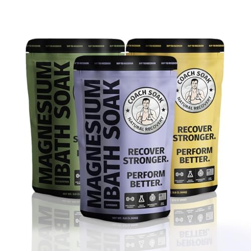 3 Pack Bundle: Coach Soak Recovery Bath Soak, Epsom Salt Bulk, Bath Salts Bulk, 3 Pack Bundle, Total of 9 Pounds (Eucalyptus, Lavender, Citrus)