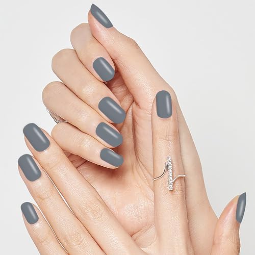 40 Sheets Elegant Solid Color Nail Polish Strips with Nail File Self-Adhesive Grey Purple Color Nail Strips Nail Stickers Full Nail Wraps for Women Nail Art