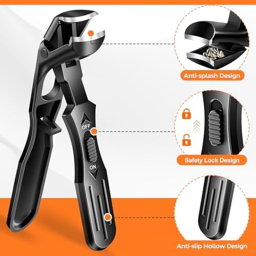 Angled Head Nail Clippers for Seniors Thick Nails,Toenail Clippers for Men with Wide Opening Heavy Duty ToeNail Clippers with Catcher No Splash Fingernail Clipper Nail Cutter Trimmer Gifts for Men