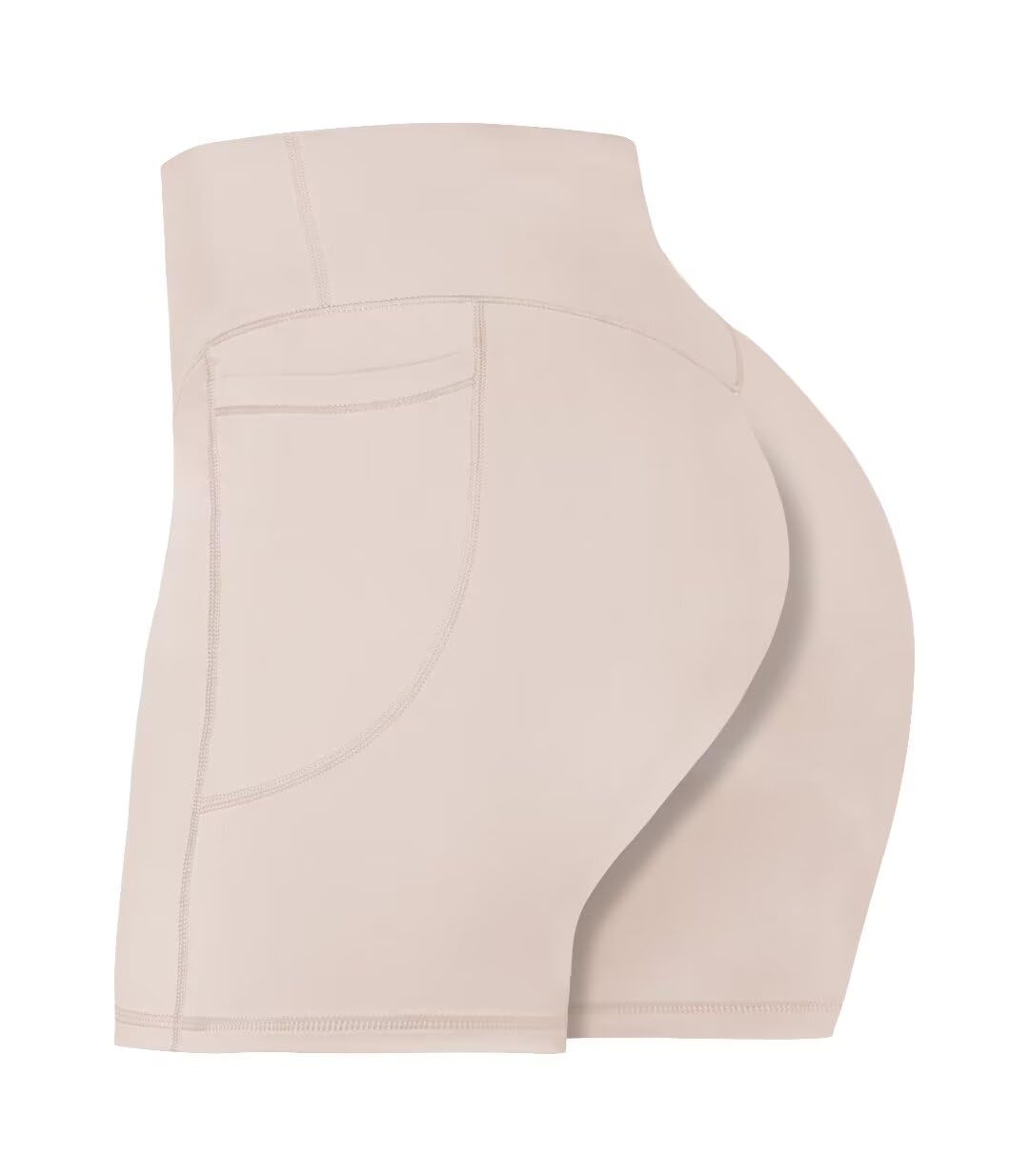 Sunzel No Front Seam Biker Shorts for Women with Pockets, Yoga Workout Gym Bike Shorts with Tummy Control 5" Inseam Creamy Skin X-Small