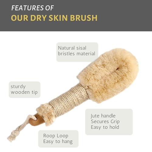 All Natural Spa Sisal Dry Skin Brush - Premium Quality- 9" Length