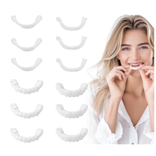 3 Pairs Fake Dentures Temporary Denture Teeth Snap-On Top and Bottom Teeth Covers for Men and Women Instant Confidence Smile Fix Easy-to-Use Fake Teeth for Missing or Broken