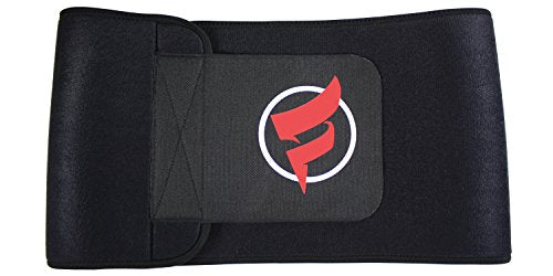 Fitru Waist Trimmer Sauna Ab Belt For Women & Men - Waist Trainer Stomach Wrap (Black, XS: 8" X 34")