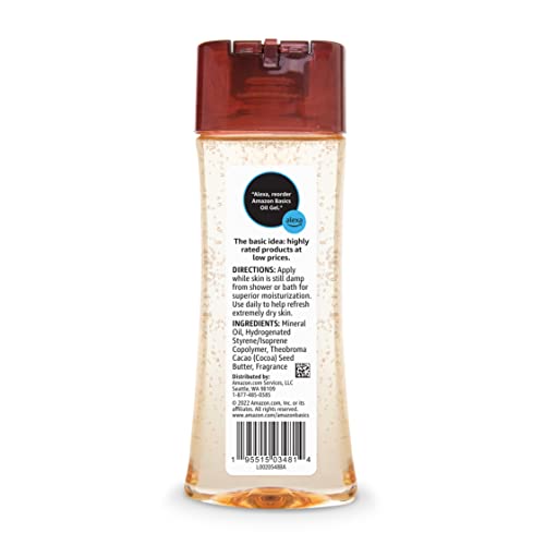 Amazon Basics Body Oil Gel with Cocoa Butter, Paraben Free, 6.8 Fl Oz (Pack of 1) (Previously Solimo)