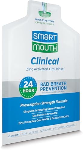 SmartMouth Clinical DDS Activated Mouthwash, Bad Breath and Bleeding Gums Support, 16 fl oz (50 Count)