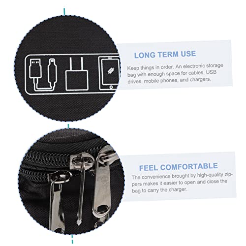 HEMOTON Multipurpose Electronic Products Storage Bag with Three Layers, Earphone and Data Cable Organizer Pouch Travel Carry Case, Black